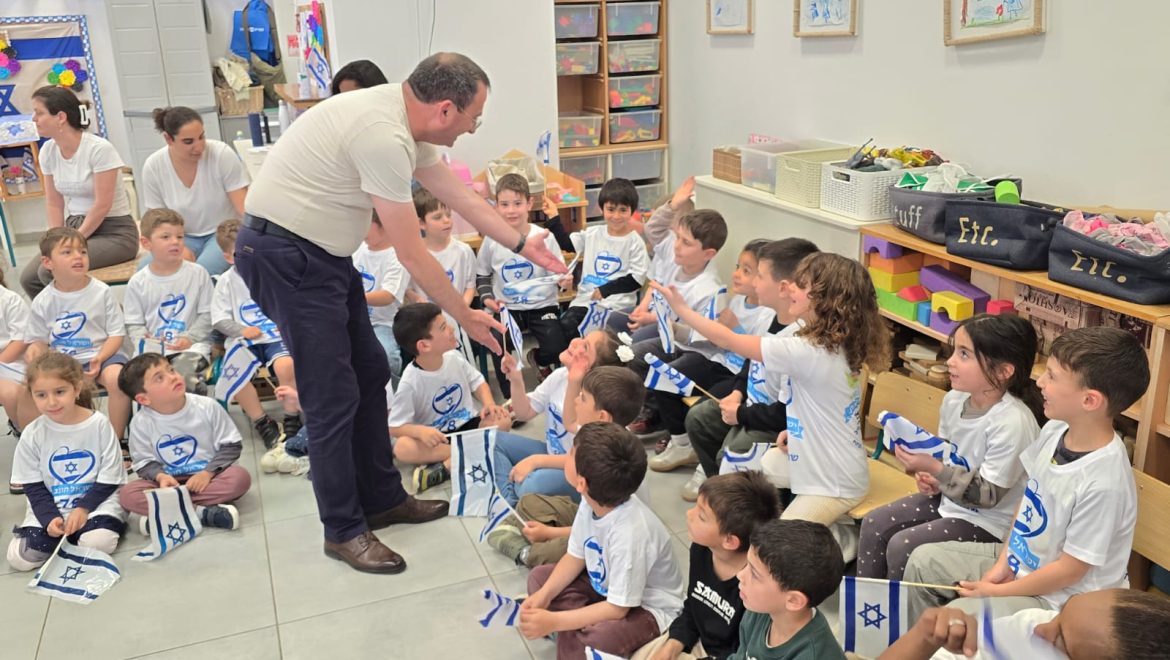 ראש עיריית יקנעם וצוות אגף החינוך ביקרו לקראת יום העצמאות בגני העיר